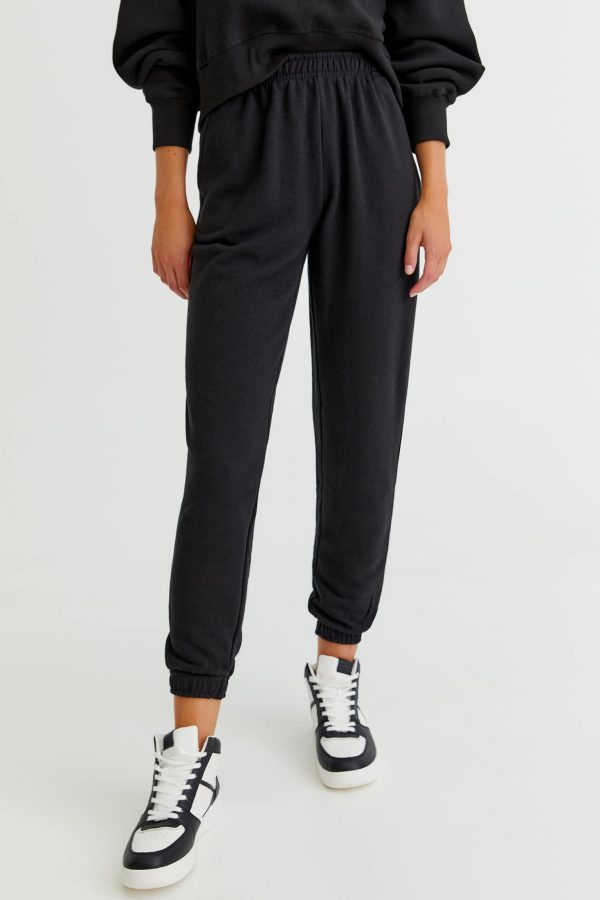 Basic Colored Sweatpants With Elastic Hems - 图片 4